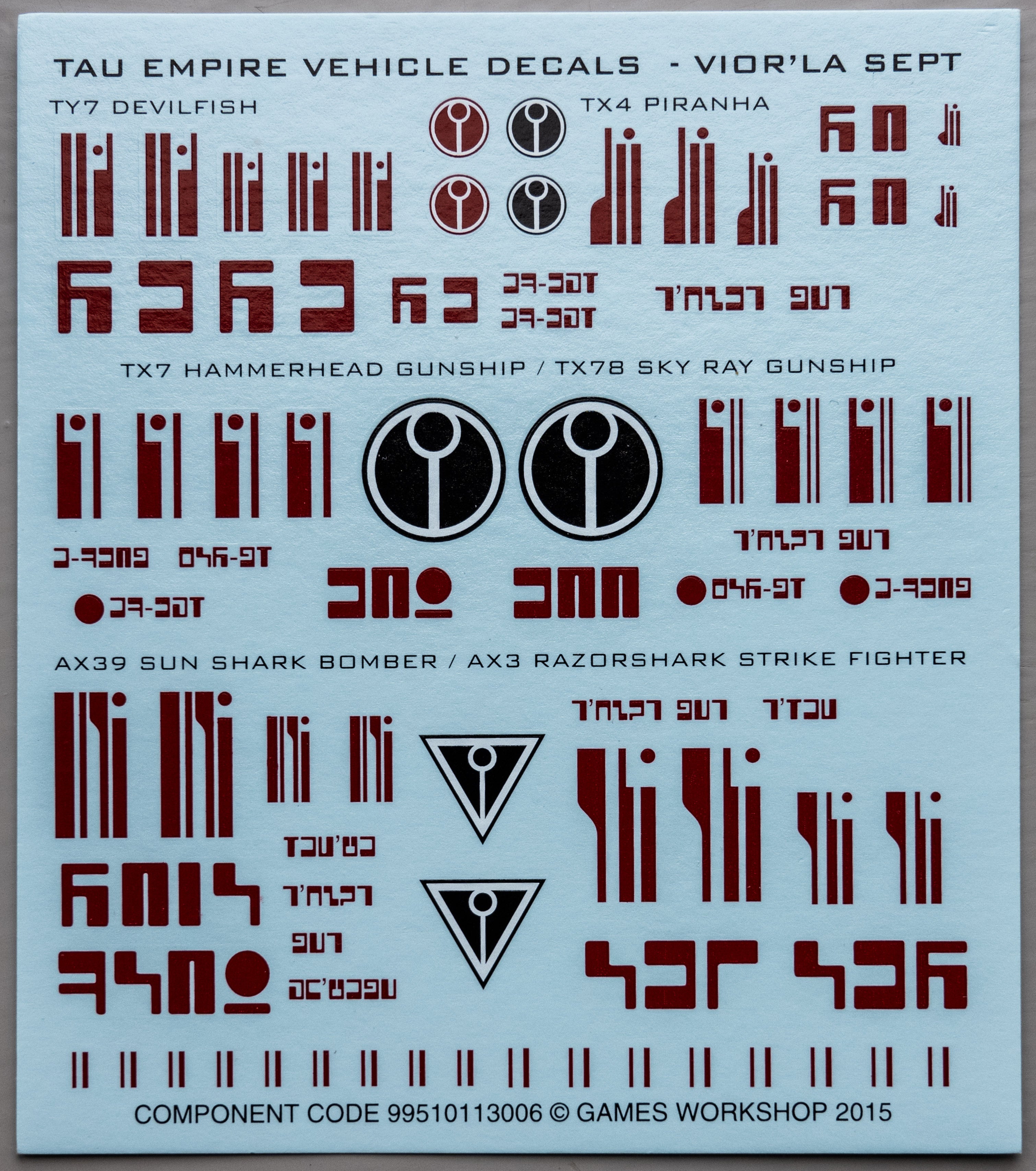Tau Empire Vehicle Decals Transfer Sheet - Warhammer - Conversion Part