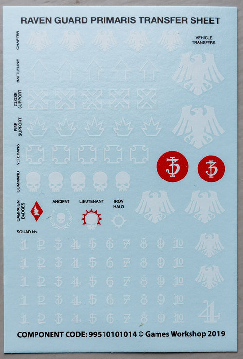 Raven Guard Primaris Transfer Sheet - Warhammer - Authentic Sprue