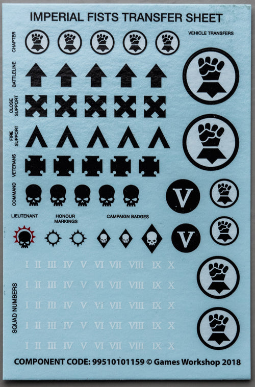Imperial Fists Transfer Sheet - Warhammer - Kitbash Bit
