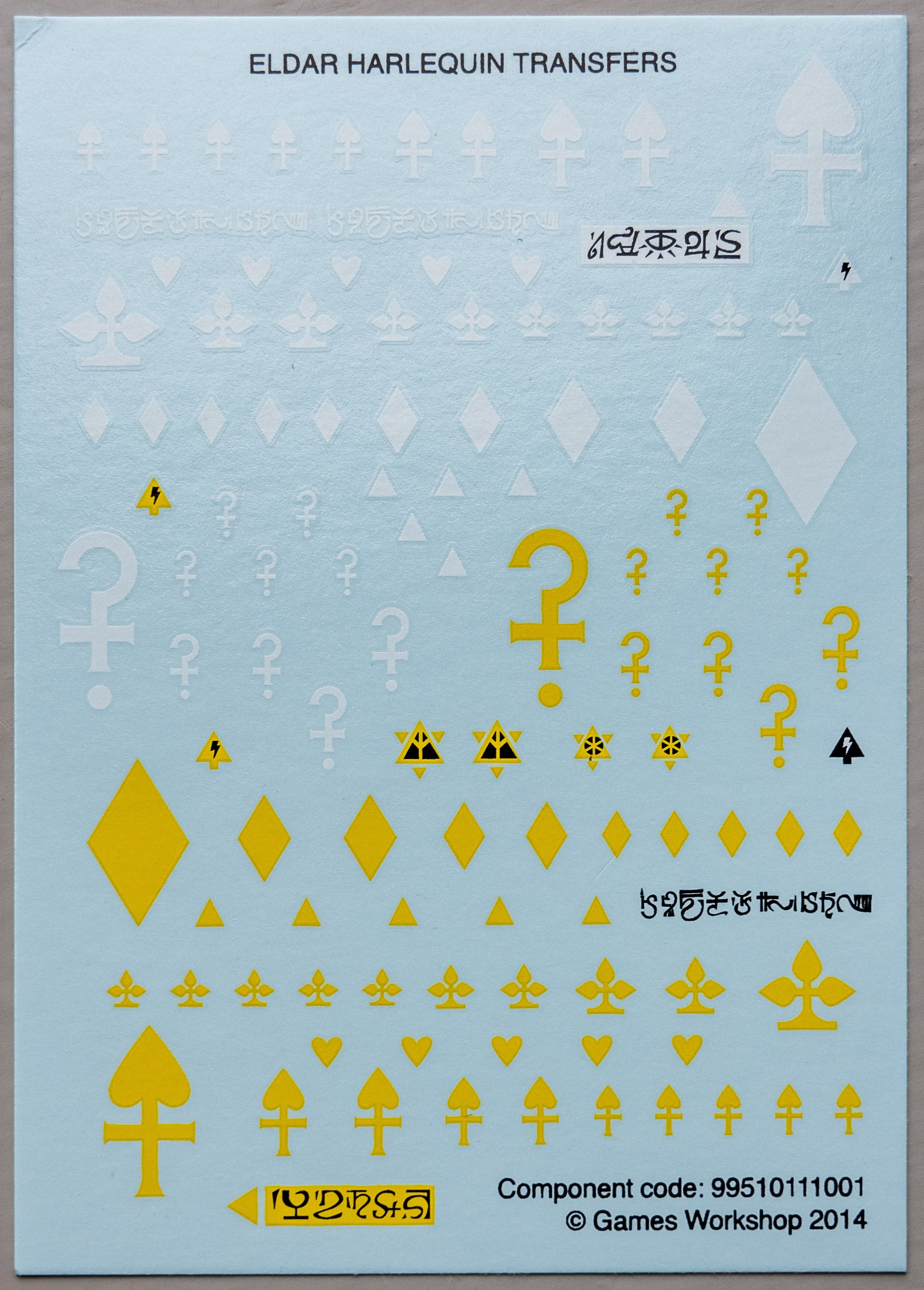 Eldar Herlequin Transfer Sheet - Warhammer - Authentic Sprue