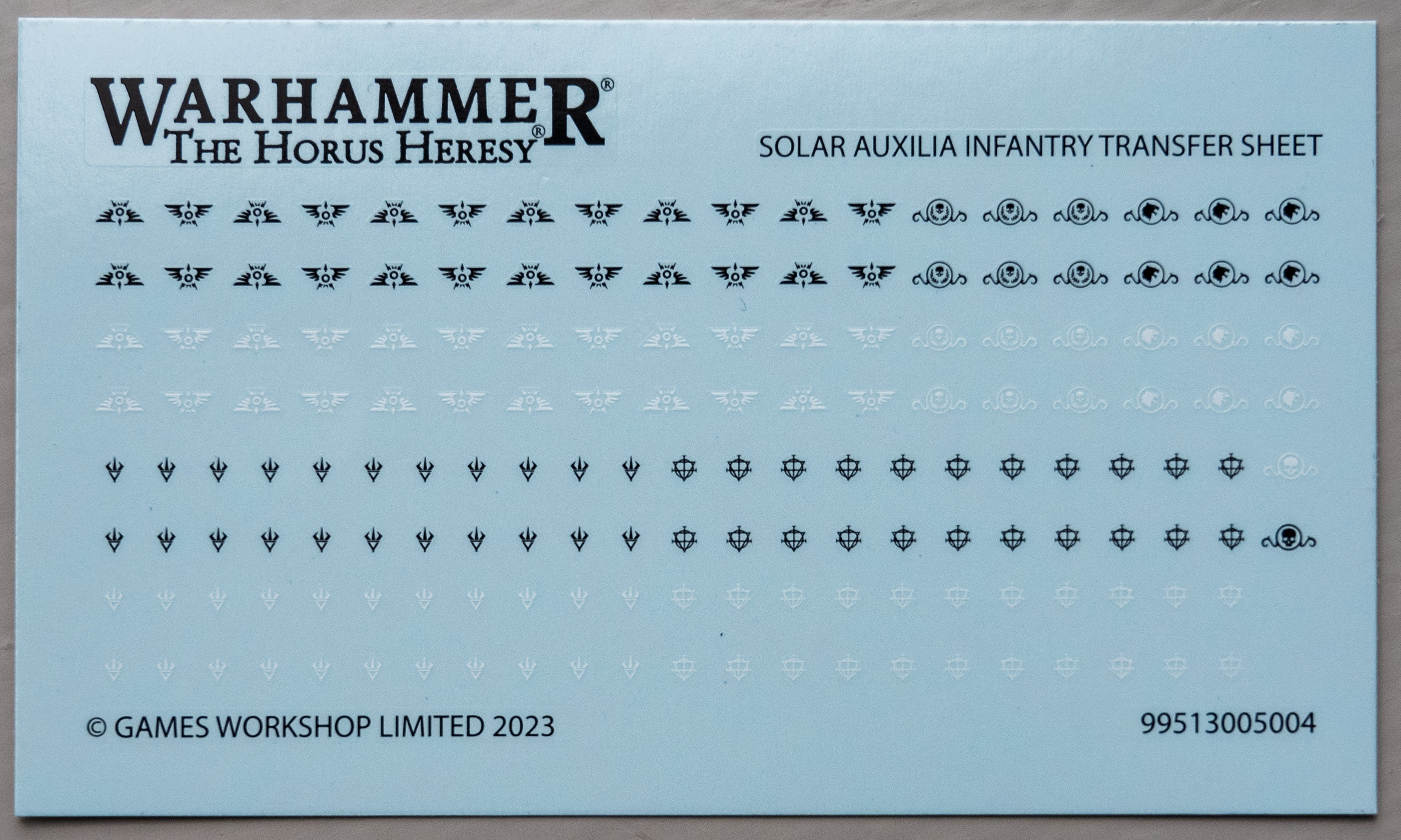 Solar Auxilia Infantry Transfer Sheet - Warhammer - Spare Part