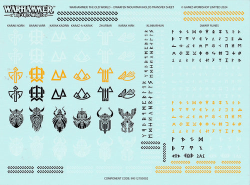 Dwarfen Mountain Holds Transfer Sheet - Warhammer - Conversion Part