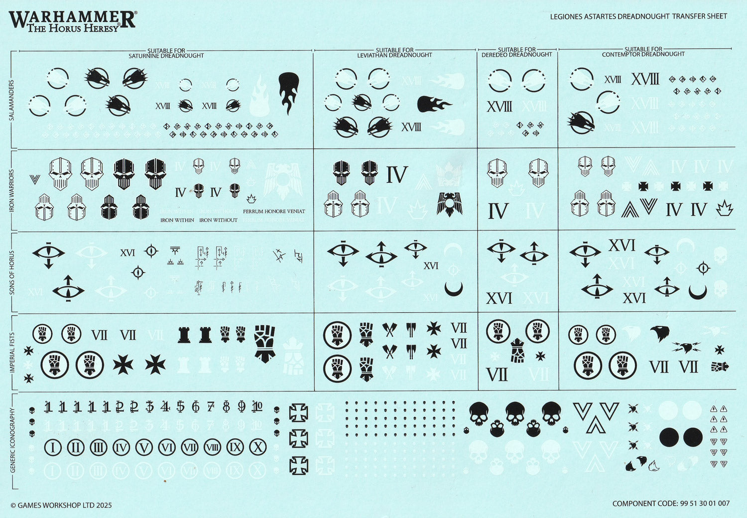 Legiones Astartes Dreadnought Transfer Sheet - Warhammer - Authentic Sprue