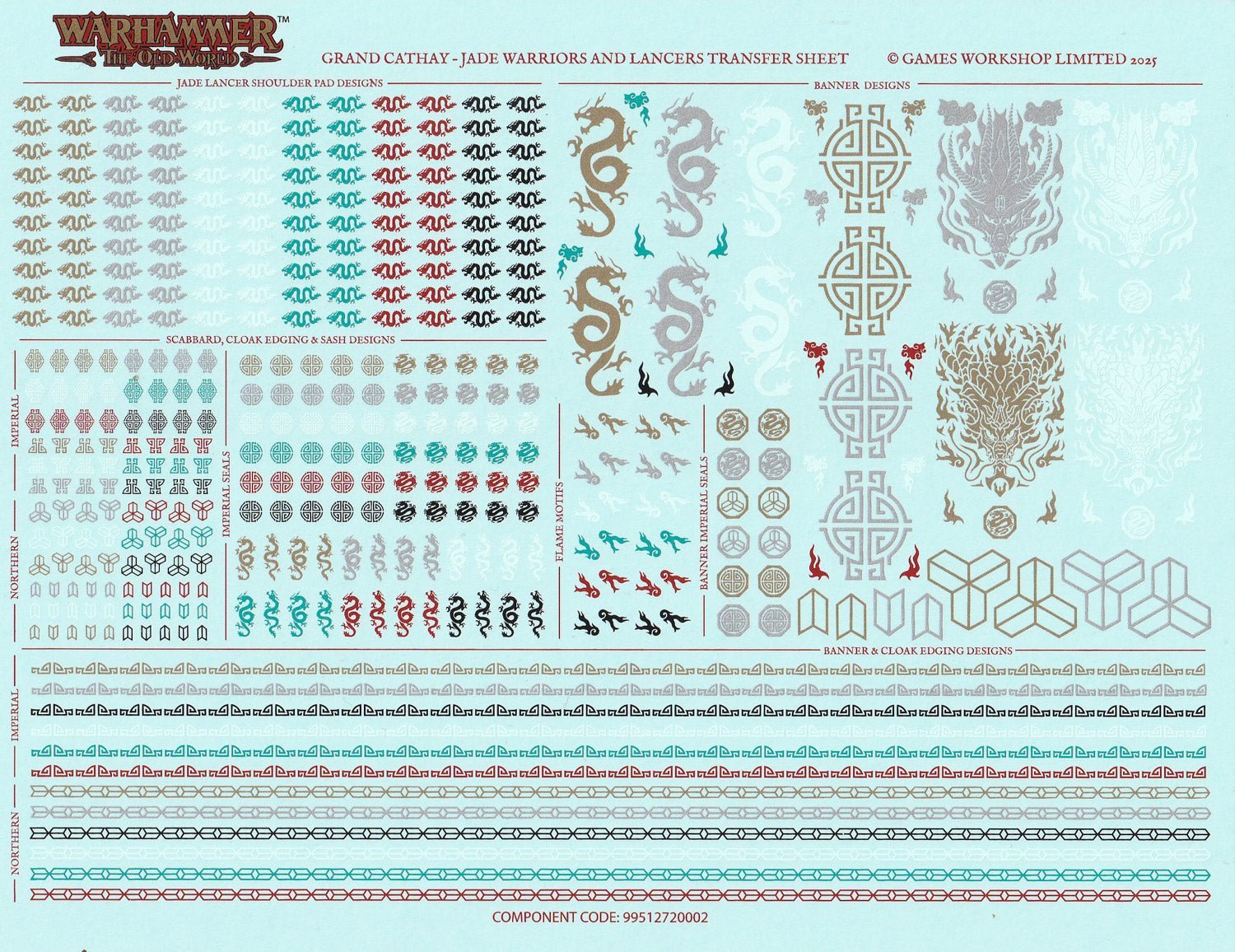 Grand Cathay - Jade Warriors and Lancers Transfer Sheet - Warhammer - Kitbash Bit