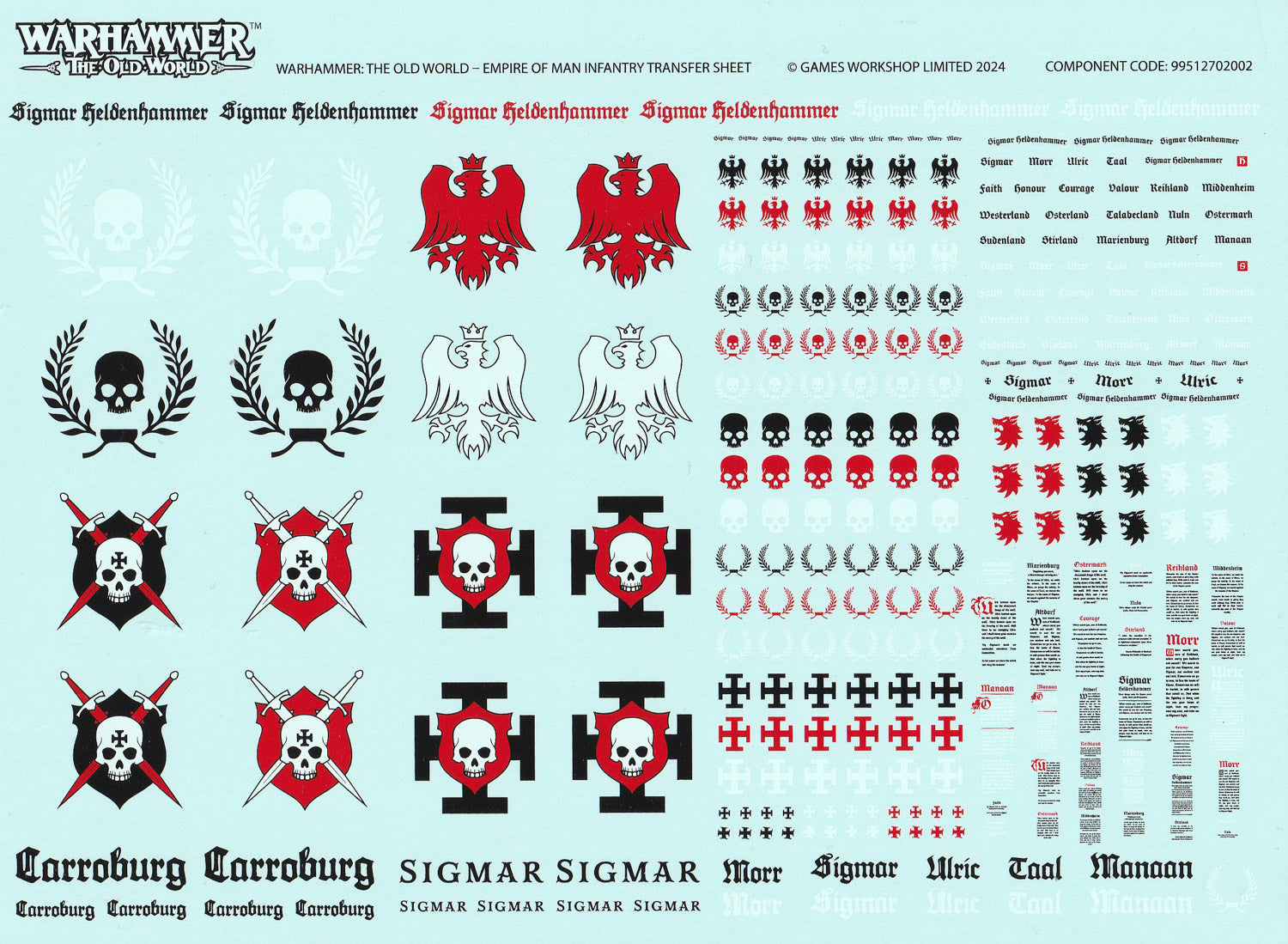 Empire of Man Infantry Transfer Sheet - Warhammer - Spare Part