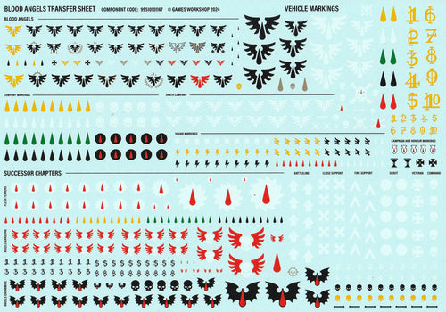 Blood Angels Transfer Sheet - Warhammer - Spare Part