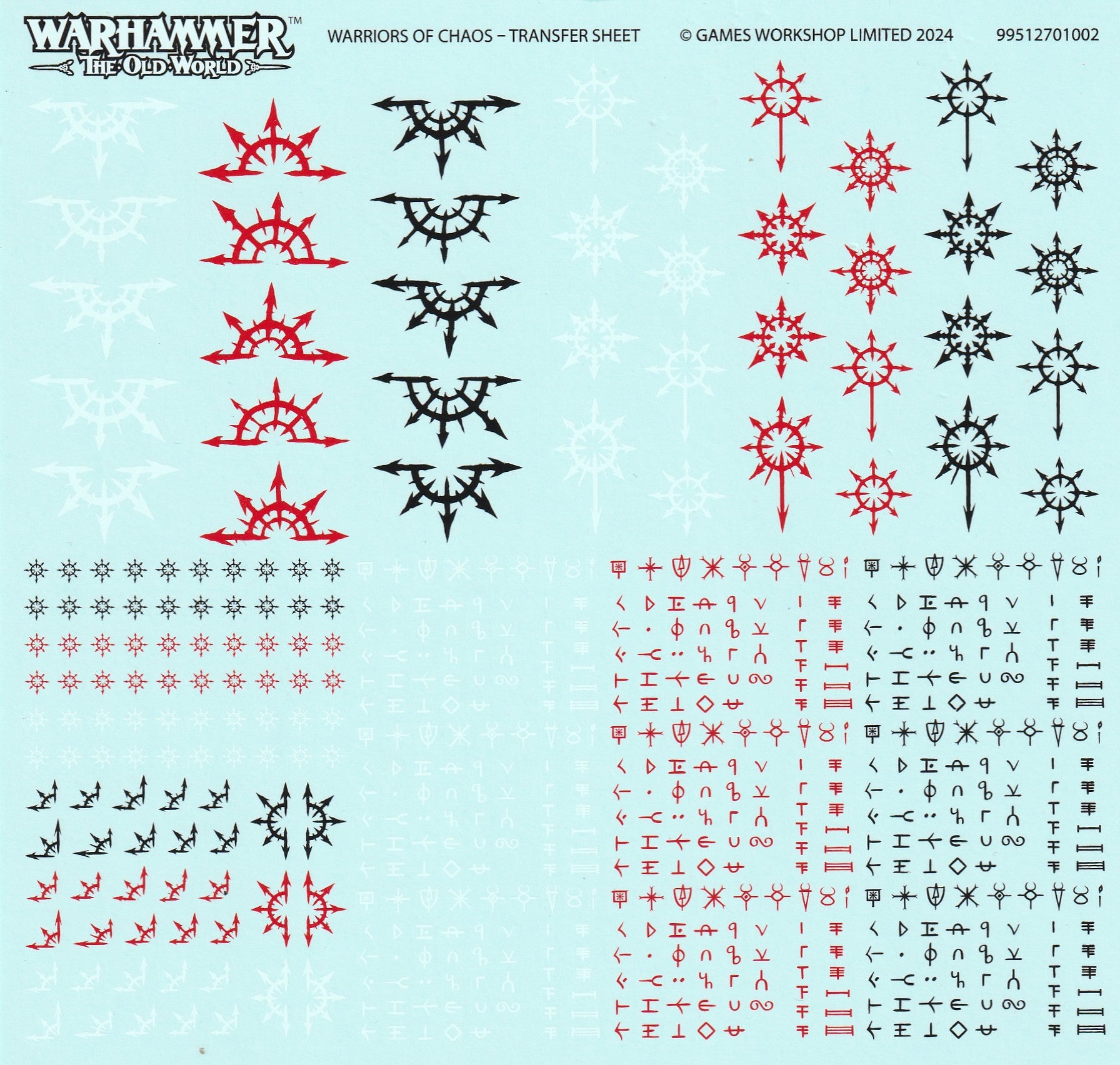 Warhammer Warriors of Chaos Transfer Sheet - Games Workshop Decals