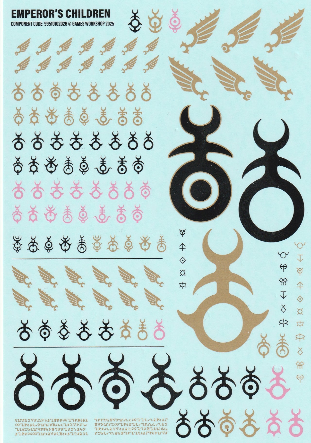 Warhammer 40K Emperors Children Transfer Sheet - Games Workshop Decals