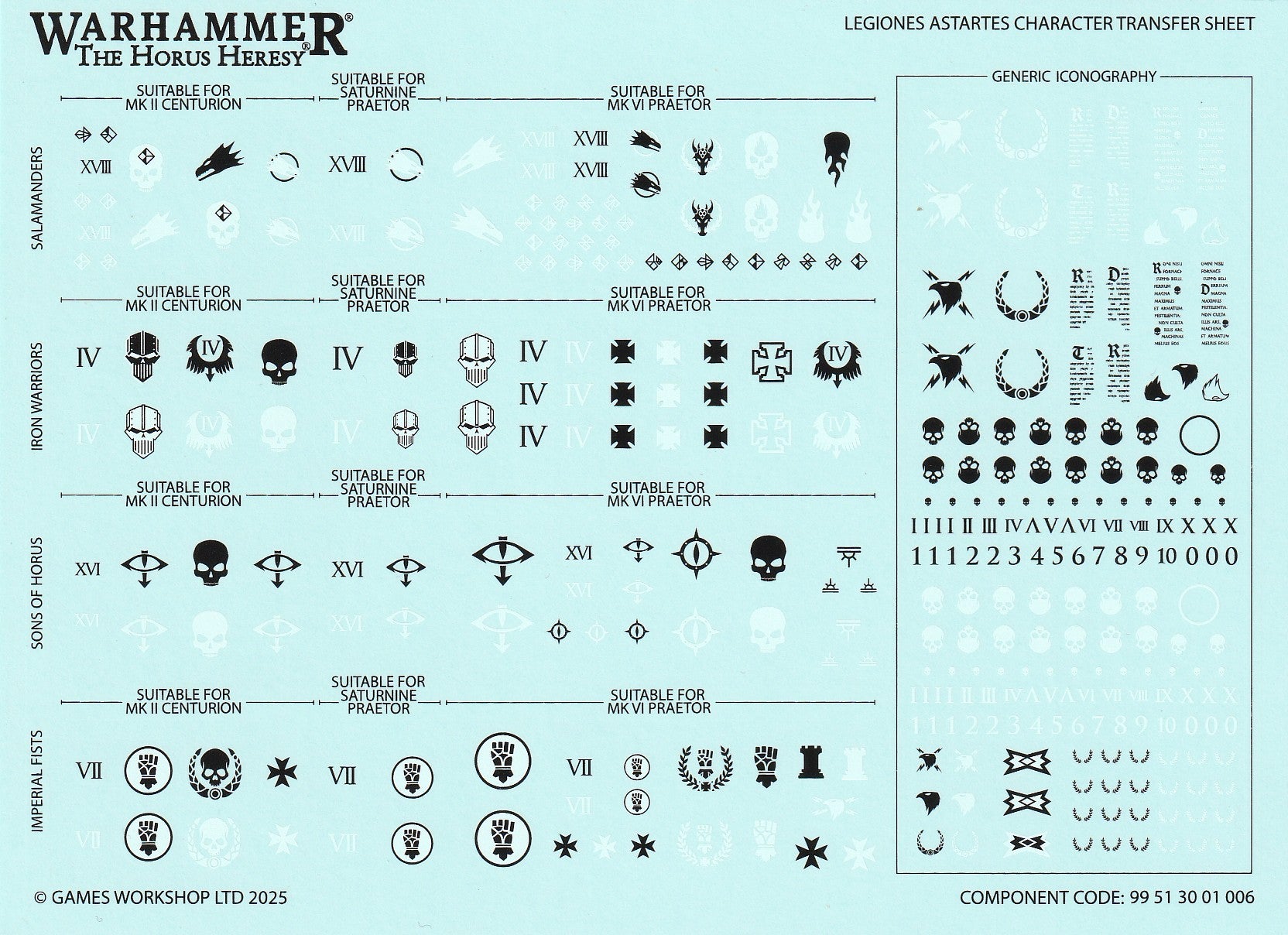 Horus Heresy Legiones Astartes Character Transfer Sheet - Decals