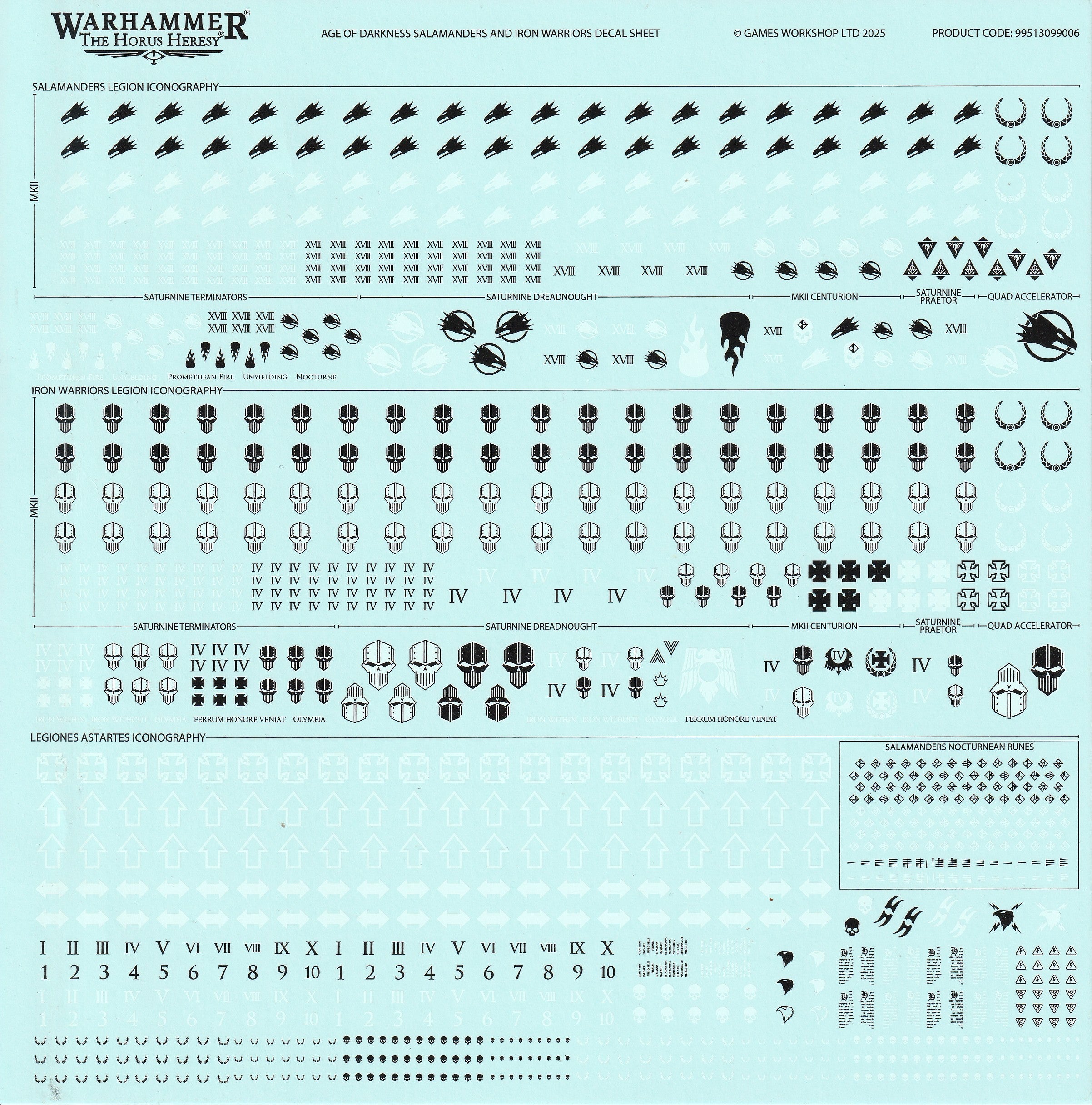 Age of Darkness Salamanders and Iron Warriors Transfer Sheet - Games Workshop Decals