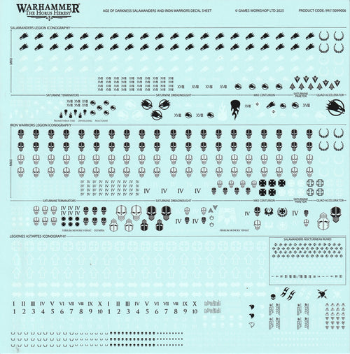 Age of Darkness Salamanders and Iron Warriors Transfer Sheet - Games Workshop Decals