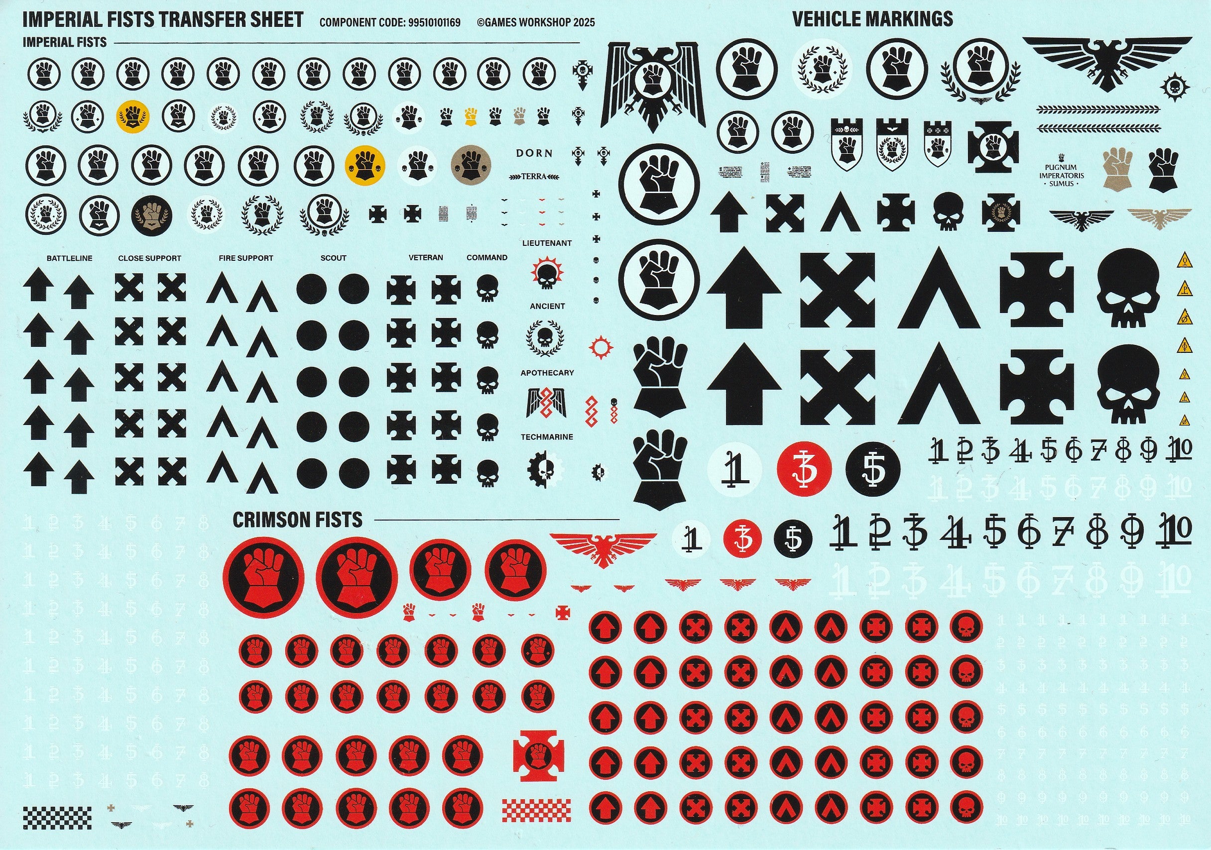 Warhammer 40K Imperial Fists Transfer Sheet  - Games Workshop Decals