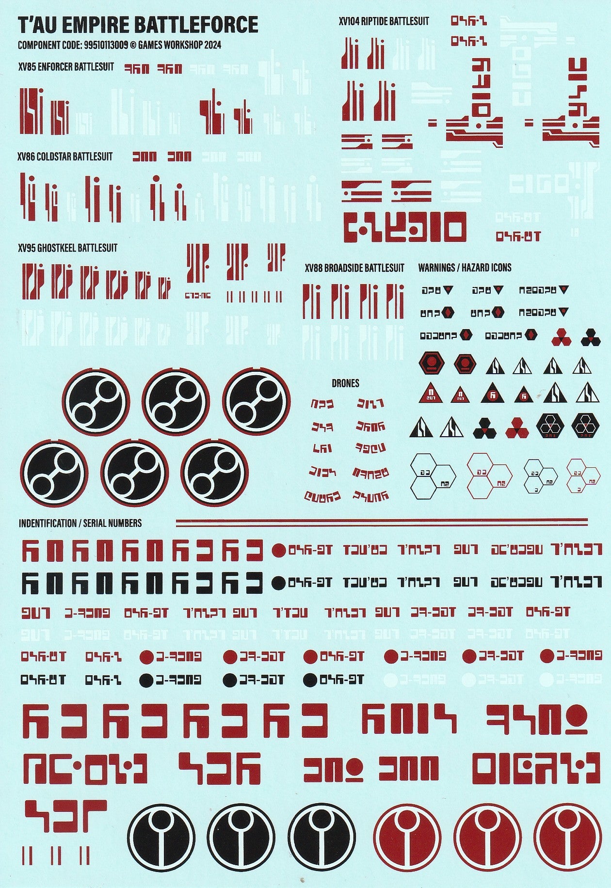 Warhammer 40K Tau Empire Battleforce Transfer Sheet - Games Workshop Decals