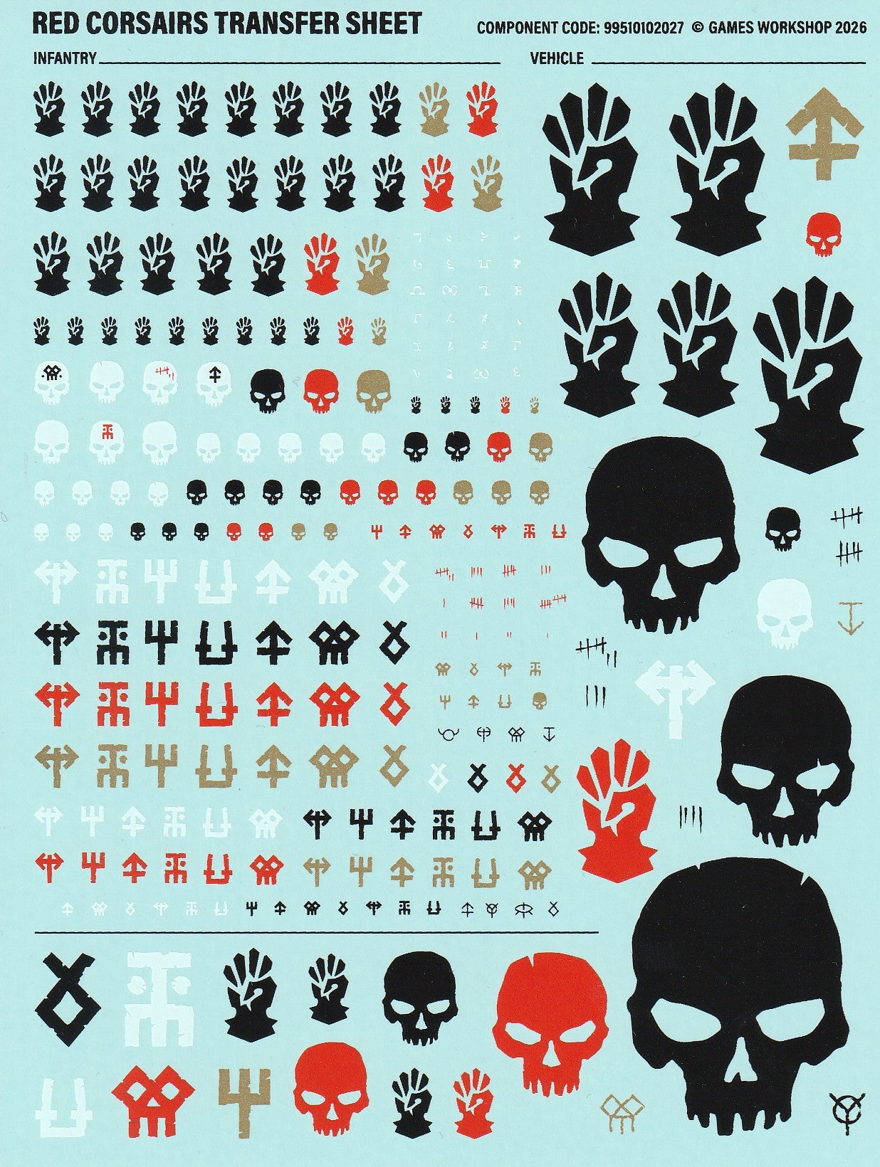 Warhammer Red Corsairs Transfer Sheet - Games Workshop Decals
